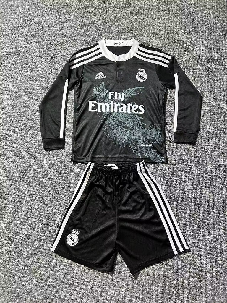 Kids-Real Madrid 14/15 Third Black Long Soccer Jersey